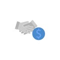 handshake, partnership, agreement, deal, finance, dollar two color blue and gray icon