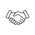 Handshake Partnership Professional Line Icon. Hand Shake Business Deal Linear Pictogram. Cooperation Team Agreement Royalty Free Stock Photo