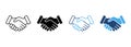 Handshake Partnership Professional Silhouette and Line Icon. Hand Shake Business Deal Pictogram. Cooperation Team Royalty Free Stock Photo