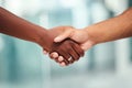 Handshake, partnership and thank you for business, deal and welcome to b2b meeting at office. Business people shaking Royalty Free Stock Photo