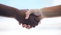 Handshake, partnership and thank you with business people in agreement over a deal during a b2b meeting. Trust, support Royalty Free Stock Photo