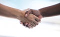 Handshake, partnership and trust with business people in agreement over a deal during a b2b meeting. Thank you, support Royalty Free Stock Photo