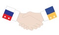 Handshake of a peaceful between Russia and Ukraine