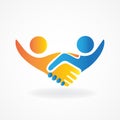 Handshake people in business vector icon logo design image