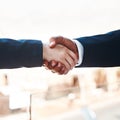 Handshake, people and hands for success, partnership and celebration for work achievement, goal and job well done. Trust Royalty Free Stock Photo