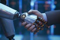 handshake picture of a robot hand and a human hand Royalty Free Stock Photo