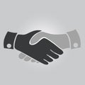 Handshake poster for the business projects. Black and grey design. Flat design modern vector illustration concept. Royalty Free Stock Photo