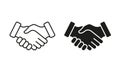 Handshake, Professional Partnership Silhouette and Line Icon Set. Hand Shake, Business Finance Deal Concept. Cooperation Royalty Free Stock Photo