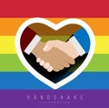 Handshake with rainbow colors for gay pride