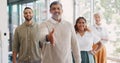 Handshake, recruitment and business team welcome from woman in HR or agreement at startup office. Shaking hands, thank Royalty Free Stock Photo