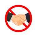 Handshake With Red Forbidden Sign On White