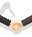 Handshake with a shadow of one hand holding a knife concept Royalty Free Stock Photo