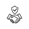 Trust icon vector. Handshake icon. Partnership and agreement symbol. Trust for protection Royalty Free Stock Photo