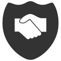 Handshake Shield Raster Icon Flat Illustration