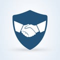 Handshake shield security icon vector illustration. Commitment Business Royalty Free Stock Photo