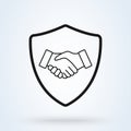 Handshake shield security icon vector illustration. Commitment Business Royalty Free Stock Photo