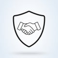 Handshake shield security icon vector illustration. Commitment Business