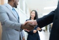 Handshake shows cooperation, achievements, congratulations or even greetings. Can be used in all occasions among business Royalty Free Stock Photo