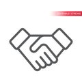 Handshake simple thin line vector icon. Deal or contract concept.