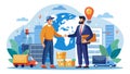 A handshake solidifies the commitment to smart logistics solutions, optimizing global business operations