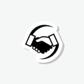 Handshake sticker icon isolated on gray background