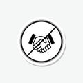 Handshake sticker icon isolated on gray background