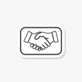 Handshake sticker icon on white background. Handshake icon in trendy design style for web