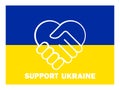 Handshake symbol in the colors of the national flags of Ukraine, forming a hert. The concept of Peche, friendship Support Ukraine