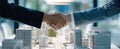 The handshake symbolizes a successful partnership in urban development and collaboration. AI generated image Royalty Free Stock Photo