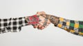 The Handshake of Tattooed Hands. AI generated Royalty Free Stock Photo