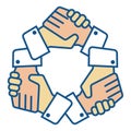 Handshake team hands logo on white Royalty Free Stock Photo
