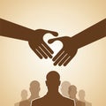 Handshake, Teamwork Hands Logo. Vector illustration. Royalty Free Stock Photo