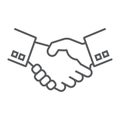 Handshake thin line icon, finance and banking Royalty Free Stock Photo