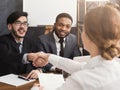 Handshake to seal deal after job recruitment meeting Royalty Free Stock Photo