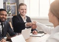 Handshake to seal deal after job recruitment meeting Royalty Free Stock Photo