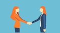 Handshake of two business women. illustration in flat style. Generative AI