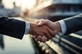 Handshake of Two Businessman Agreeing to Cooperation in Business Generative AI