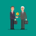 Handshake two businessmen with briefcase Royalty Free Stock Photo