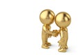 Handshake between two gold businessmen character.3D illustration Royalty Free Stock Photo