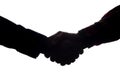 Handshake of two men, businessman and worker - horizontal silhouette Royalty Free Stock Photo