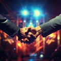 Handshake between two musicians on concert stage - AI Generated