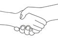 Handshake two people shake hands outline drawing on white background