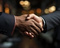 Handshake between two professional businessmen, business meeting image