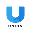 Handshake, U-shaped logo, union concept, teamwork symbol