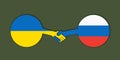 Handshake of Ukraine and Russia - deal, treaty, agreement and peaceful partnership between Ukrainian and Russian state and country