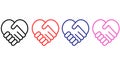 Handshakes heart. Set handshakes heart vector icons. Sign friendship or partnership icons Royalty Free Stock Photo