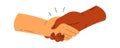 Handshaking flat icon Hands of different races