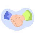 Handshaking flat style illustration on white. Two person shaking hands. Safe deal or trust in business concept. Royalty Free Stock Photo