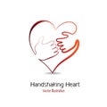 Handshaking heart shape logo vector Royalty Free Stock Photo