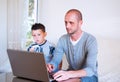 Handsom young businessman working at home